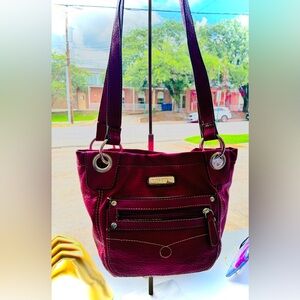 Rosetti Fuchsia Shoulder/Crossbody Bag with Silver Hardware